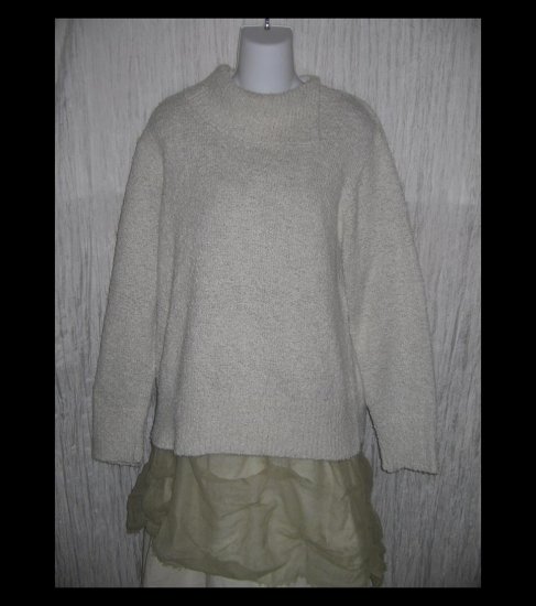 Coldwater Creek Speckled White Nubby Knit Turtleneck Tunic Sweater X-Large XL