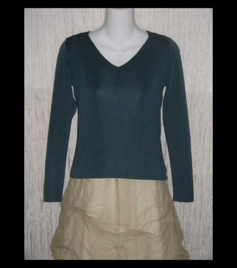 DANA BUCHMAN Jewel Blue Silk Knit Tunic Top Shirt Small Petite SP