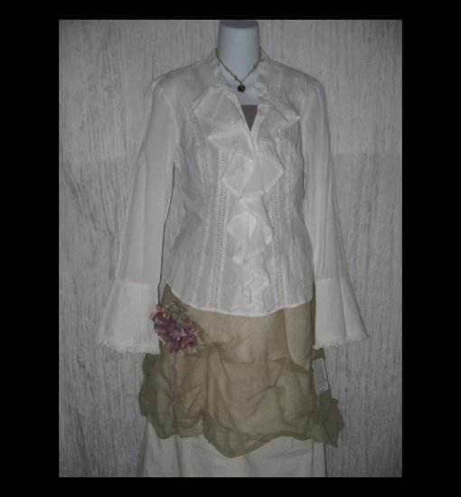 New Bandolino Romantic Ruffled Lace Shapely Boho Hippy Tunic Top Shirt 10
