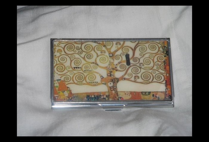 Klimt Tree of Life Business Credit Card ID Cash Case Slim Metal Wallet
