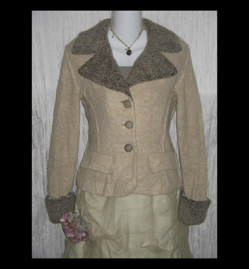 Paco Rabanne Paris Shapely Cream Wool Coat Jacket Small S