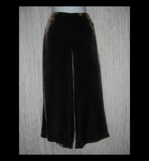 WD NY Rich Brown Rayon Silk Velvet Shapely Wide Leg Pants 10