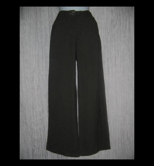 Neesh by D.A.R. Earthy Green Shapely Wide Leg Wool Trousers Pants Small S