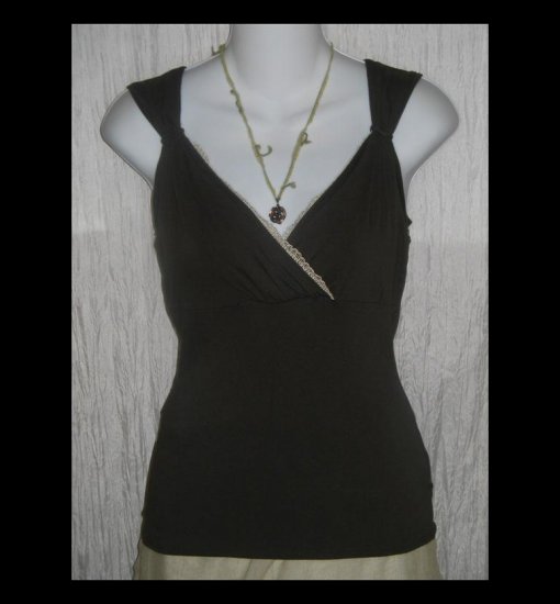 New TAHARI Elegant Coffee Bean Dittany Knit Shirt Top X-Small XS