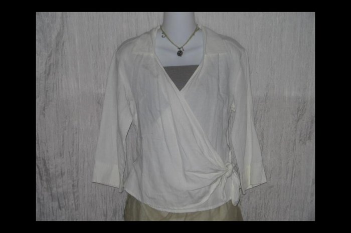 J. JILL Soft White Textured LINEN Wrap Tie Jacket Shirt Top 6