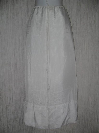 KRISTA LARSON Long Fluttery Silky White Satin Drawstring Skirt One Size