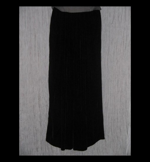 EILEEN FISHER NY Elegant Long Black Silk Velvet Wide Leg Lagenlook Pants 1 S M