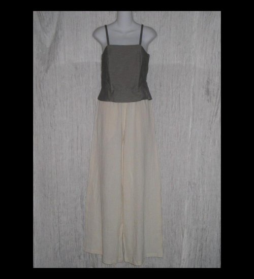 Deva Long Loose Lagenlook Cream Cotton Palazzo Pants Small S