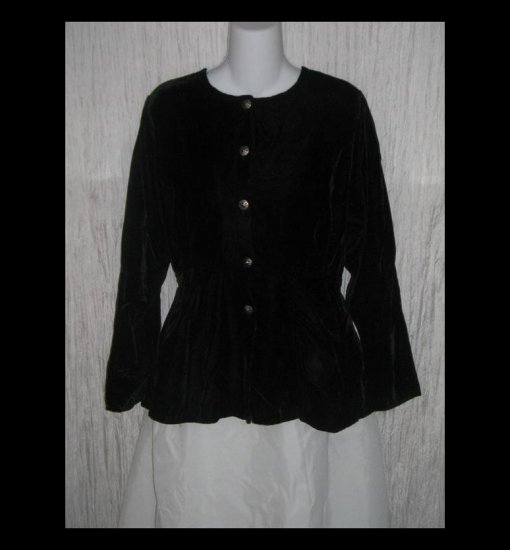 Angelheart Designs by Jeanne Engelhart Shapely Black Velvet Tunic Top Jacket FLAX P