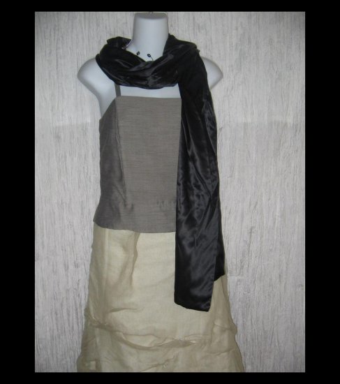 New Cejon Elegant Black Silk Lagenlook Art to Wear Scarf Wrap