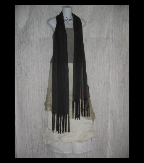 New Laura Ashley Gossamer Black Fringed Art to Wear Scarf