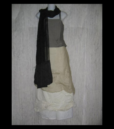 New Echo Gossamer Black Gathered Lagenlook Art to Wear Scarf