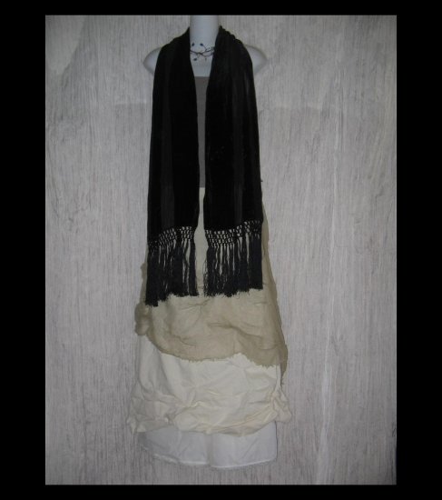 New Ralph Lauren Gossamer Black Gathered Silk Velvet Art to Wear Scarf
