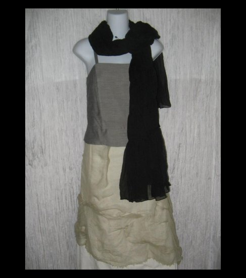 New Anne Klein Gossamer Black Gathered Nylon Art to Wear Scarf