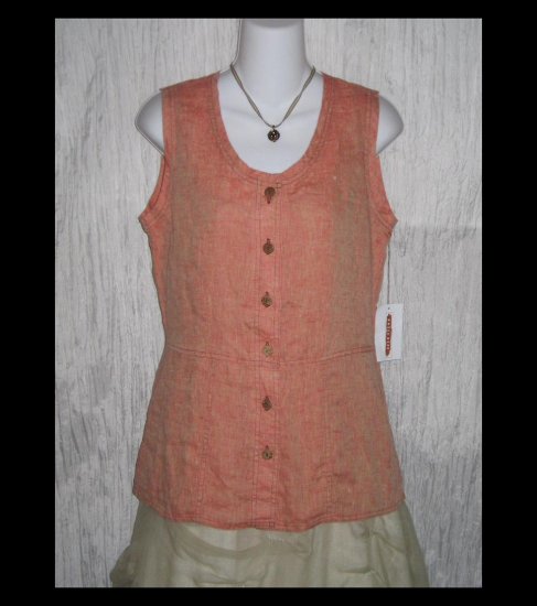 New SOLITAIRE Shapely Sherbert Linen Tunic Top Shirt Engelhart FLAX Small S