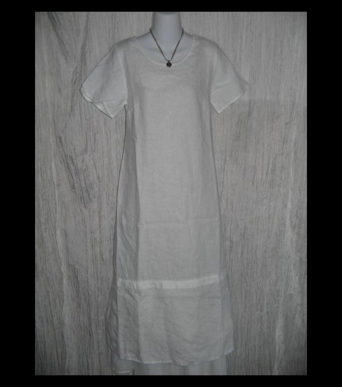 New Jeanne Engehart FLAX Long White Linen Dress Small S