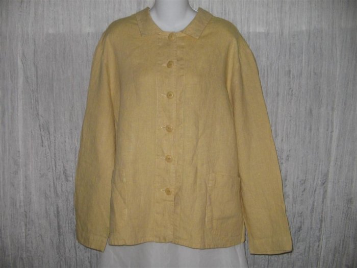 New FLAX Boxy Gold Crossweave Linen Jacket Engelhart 1G