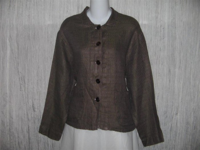 New FLAX Boxy Chocolate Herringbone Linen Jacket Engelhart S