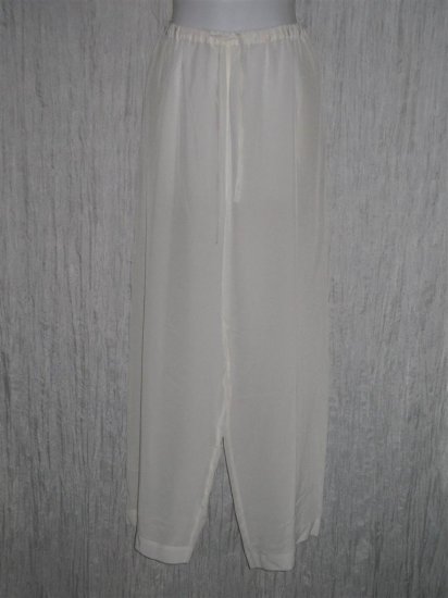 Soft Surrounding Loose White Silk Drawstring Pants Large L