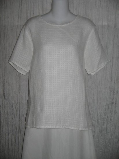 New FLAX White Textured Linen Pullover Tunic Top Shirt Engelhart Small S