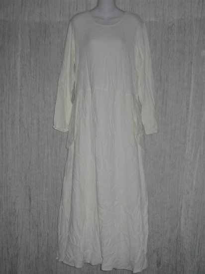 New Jeanne Engehart FLAX Long White Rayon Dress Small S