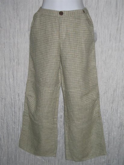 New Solitaire Green Textured Linen Pants Medium M