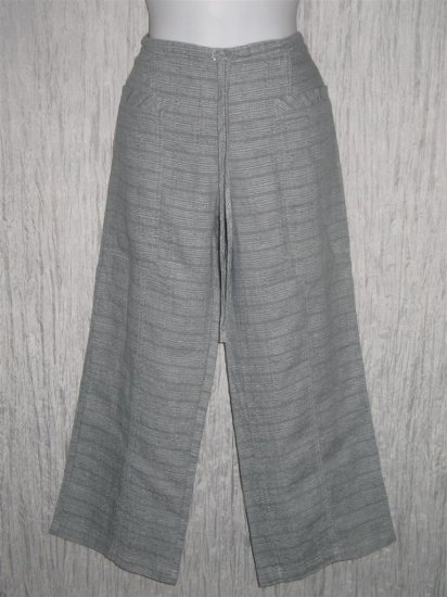 New Solitaire Blue Textured Linen Drawstring Pants Small S