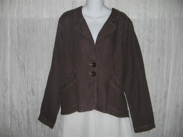 New SOLITAIRE Rich Chocolate Brown Shapely Linen Jacket X-Large