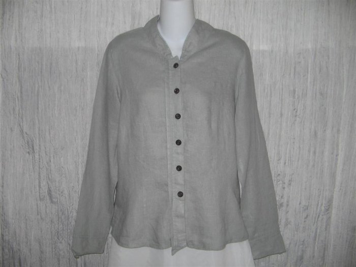New SOLITAIRE Shapely Soft Striped Linen Rayon Shirt Top Large L