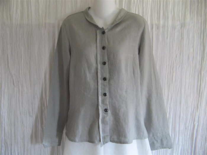 New SOLITAIRE Shapely Soft Striped Linen Rayon Shirt Top Medium M