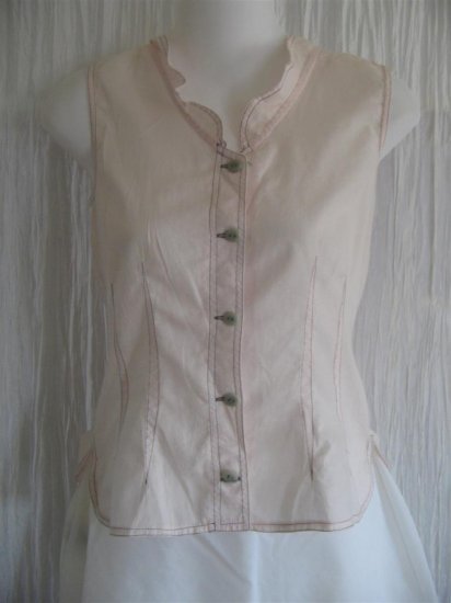SOLITAIRE Shapely Pink Cotton Button Top Shirt Small S