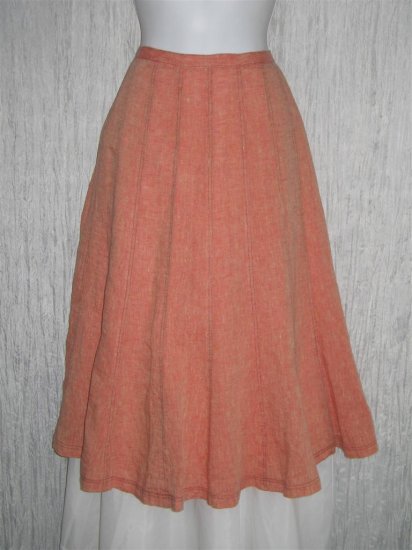 New Solitaire Shapely Orange Linen Flared Skirt S