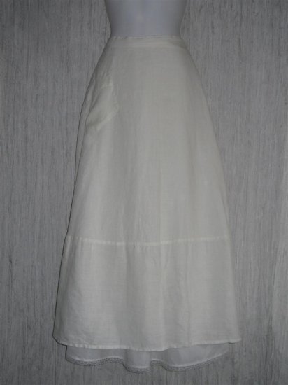 FLAX Long & Full White LINEN Skirt by Jeanne Engelhart Large L