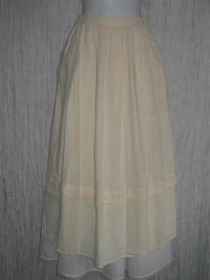 FLAX Long & Full Textured Cream LINEN Skirt Jeanne Engelhart Small S