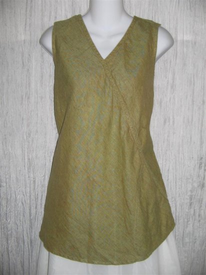 FLAX by Jeanne Engelhart Linen Diagonal Pocket Shirt Tunic Top Large L