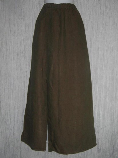 FLAX by Jeanne Engelhart Asymmetrical Brown LINEN Skirt Generous G