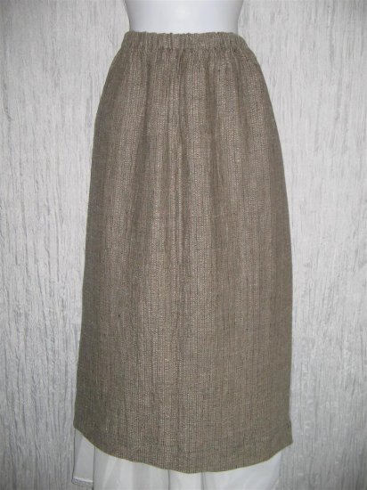 FLAX by Jeanne Engelhart Earthy Brown Thermal LINEN Skirt Large L