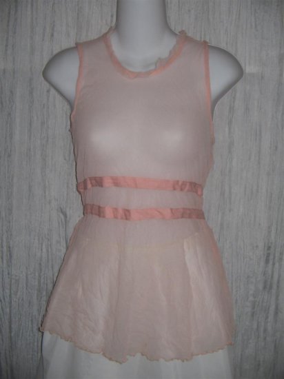 New NEESH by D.A.R. Shear Pink Shapely Ruffled Layering Shirt Top Large L