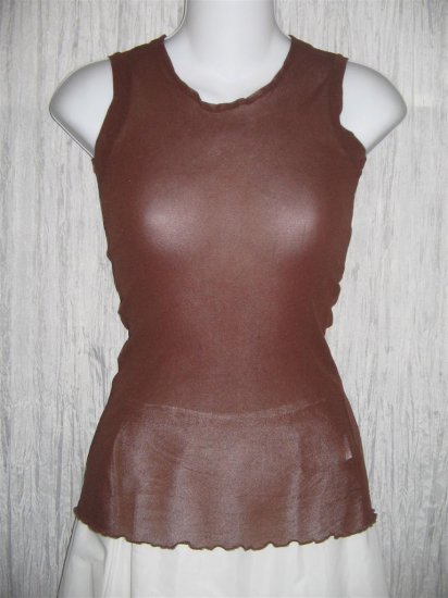 New NEESH by D.A.R. Shear Brown Ruffled Layering Shirt Top Medium M
