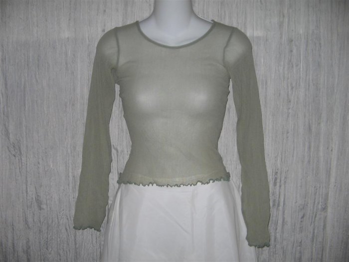 New NEESH by D.A.R. Shear Green Ruffled Layering Shirt Top Small S