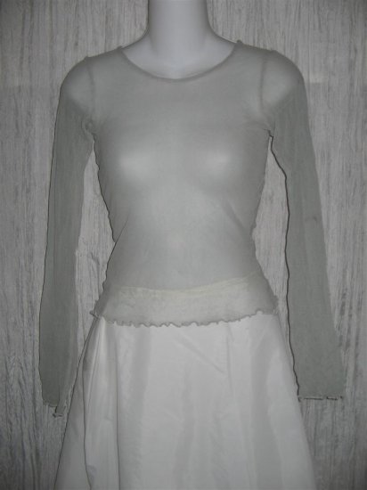 New NEESH by D.A.R. Shear Blue Green Ruffled Layering Shirt Top Small S