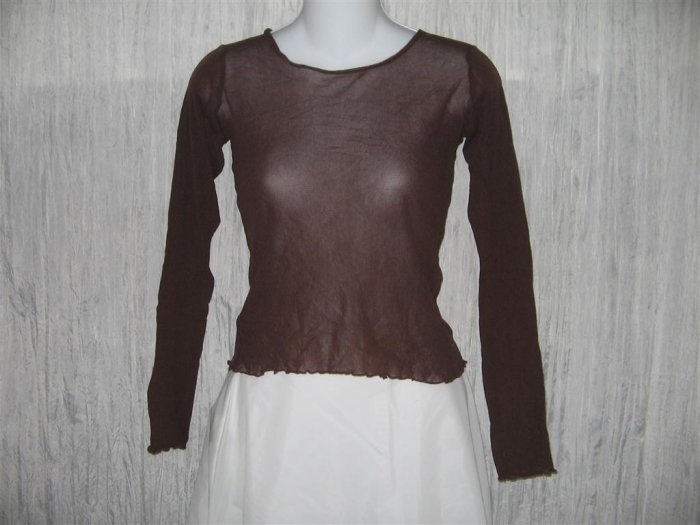New NEESH by D.A.R. Shear Brown Ruffled Layering Shirt Top Large L