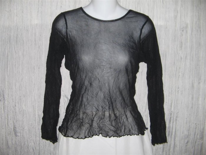 New NEESH by D.A.R. Shear Black Ruffled Layering Shirt Top Large L
