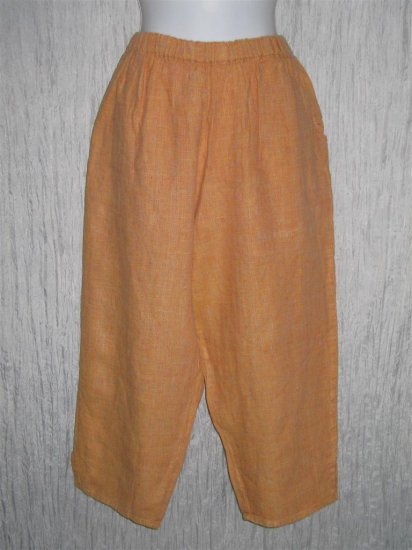 FLAX by Jeanne Engelhart Orange LINEN Capri Pants Medium M