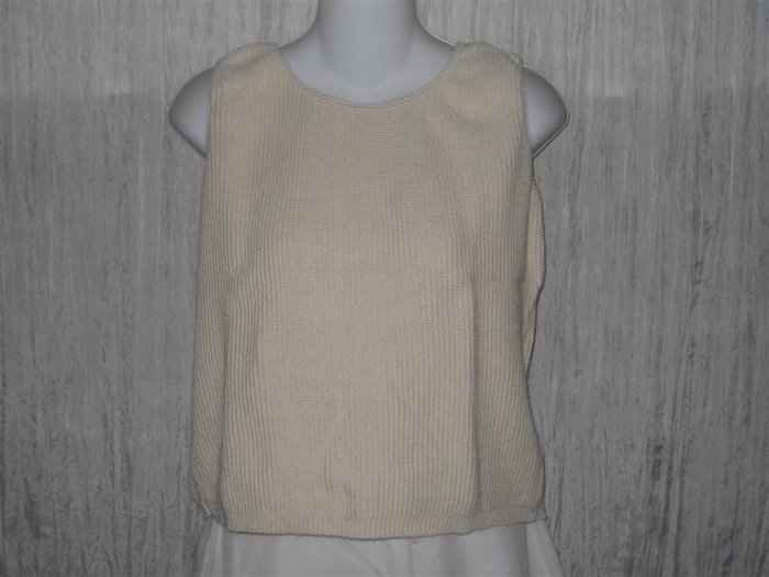 A Knitch Above Textured Cream Cotton Knit Pullover Tank Top Shirt Small S