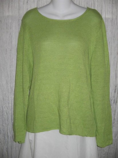 Chico's SLinky Green Linen Rayon Knit Tunic Top Sweater 2