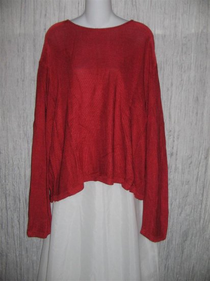 Coldwater Creek Slinky Red Knit Tunic Top Sweater PXL