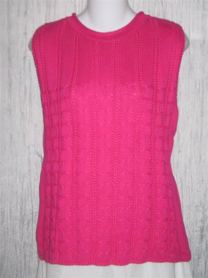 New Susan Bristol Hot Pink Knit Pullover Sweater Top Large L