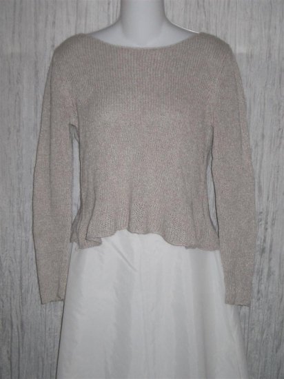 Eileen Fisher Taupe Linen Rayon Knit Pullover Sweater Top X-Small XS