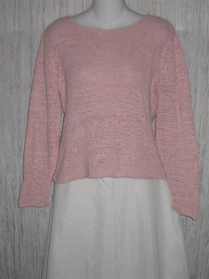 J. Jill Soft Pink Loose Knit Cropped Pullover Sweater Top Large Petite LP